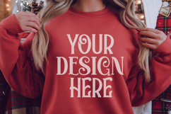 Christmas Gildan 18000 Red Crewneck Sweatshirt Mockup Product Image 1
