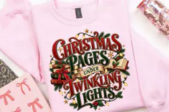 Christmas Pages Under Twinkling Lights PNG, Cozy Book Lover Product Image 3