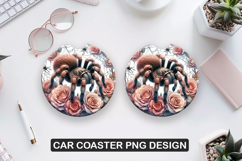 Tarantula Car Coaster Sublimation| Animal Coaster PNG Product Image 1