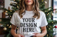 Christmas Bella Canvas 3001 White Shirt Mockup ,Trandy mock Product Image 1