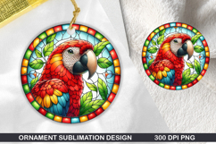 Parrot Stained Glass Ornament PNG, Sublimation PNG Design Product Image 1