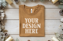 Christmas Bella Canvas 3001 Heather Mustard Folded Tshirt Mo Product Image 1