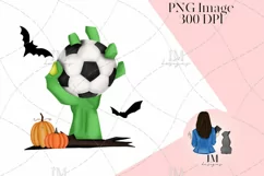 Halloween Zombie Football Hand PNG Sublimation Design Product Image 1