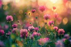 Sunset glow on blooming wildflowers Product Image 1