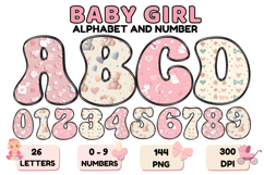 Baby Girl Alphabet PNG Cute Baby Letters &amp; Numbers 300 DPI Product Image 1