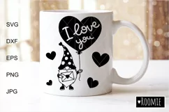 Valentine gnome I love you svg, Valentines day heart clipart Product Image 1