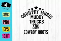 Country Music Muddy Trucks and Cowboy Boots SVG Cut File Product Image 1