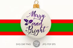 Merry and bright SVG| cut file| Holly berry Leaves Product Image 2