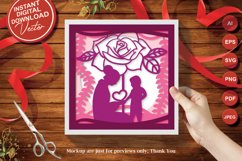Papercut 3D Layered Mother with Child and Rose SVG Template Product Image 3