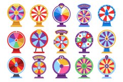 Roulette fortune spinning wheels flat icons casino money gam Product Image 1