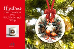Christmas Round Ornament Sublimation PNG Product Image 1