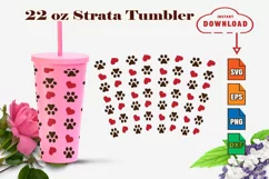 Heart Paw Print Svg 22oz Strata Tumble SVG-EPS-DXF-PNG Product Image 1