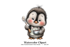 Watercolor Chef Penguin Clipart Product Image 1