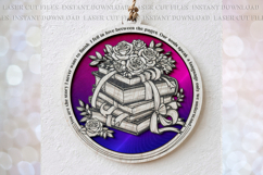 Book stack Roses Suncatcher Ornament svg Laser cut template Product Image 1