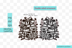 Book stack Roses Ornament svg Laser cut template Product Image 2