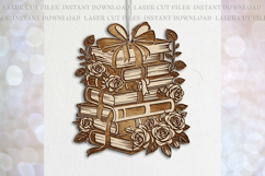 Book stack Roses Ornament svg Laser cut template Product Image 1