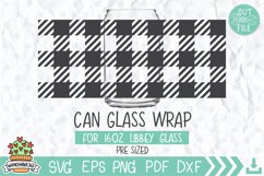 Gingham Checkered Libbey Can Glass 16 oz Product Image 2
