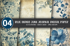 Blue Indigo Junk Journal Digital Paper Product Image 1