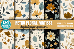 Retro floral matisse pattern Digital Paper Background PNG Product Image 13