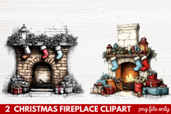 Cozy Christmas Fireplace Clipart | Holiday Mantel &amp; Winter Product Image 1
