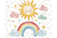 Watercolor Dinosaur and Rainbow PNG Clipart, Baby Nursery Product Image 3