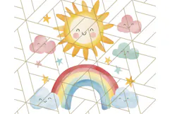 Watercolor Dinosaur and Rainbow PNG Clipart, Baby Nursery Product Image 3