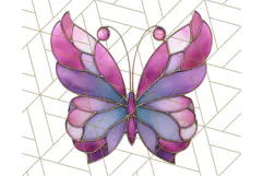 Stained Glass Butterfly PNG Colorful Clipart for Sublimation Product Image 3