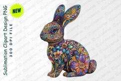 Floral Pattern Rabbit Clipart Illustration Product Image 1