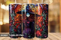 Stained Glass Halloween Witch Tumbler 20 oz Skinny Tumbler Product Image 1