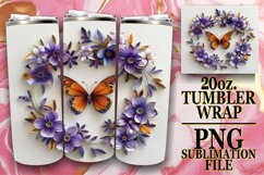 3D Floral Spring Butterfly Tumbler Wrap - 20oz Product Image 1