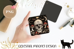 Celestial Moon Magnet PNG, Gothic Skull Magnet Sublimation Product Image 1