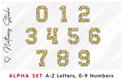 Golden Sequins Alpha Set. Letters Numbers Clipart. Product Image 3
