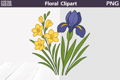 Freesia and Iris PNG Clipart | Yellow and Purple Floral Product Image 1
