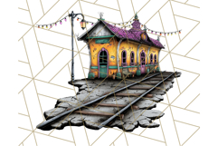 Halloween Buildings Clipart PNG, Haunted Houses Art Product Image 3