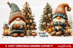 Cozy Christmas Gnomes Clipart | Cute Winter Holiday Gnome Product Image 1