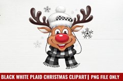 Black White Plaid Christmas clipart PNG Product Image 1