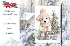 Watercolor Christmas Dog Garden Flag, Winter Garden Flag PNG Product Image 1