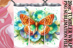 Happy Vibes 20oz tumbler wrap, Butterfly Product Image 1