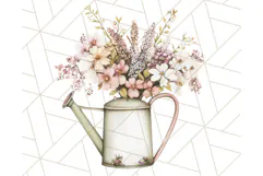 Watering Can Flowers PNG, Rustic Floral Watercolor Clipart Product Image 4