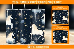 Unicorn Milkyway Tumbler Wrap Designs, Sublimation Wrap Product Image 1