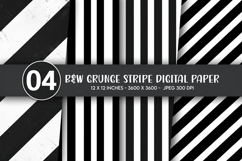 B&amp;W Grunge Stripe Digital Paper Product Image 1