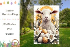 Easter Garden Flag Design, Easter Lamb Garden Flag Template Product Image 1