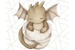 Watercolor Baby Dragon Clipart, Cute Nursery Fantasy PNG Product Image 5