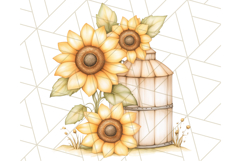 Rustic Sunflower Clipart, Soft Country Farmhouse Florals Png Product Image 3