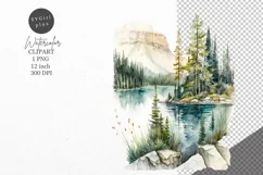 Nature clipart, Lake clipart, Watercolor Product Image 1