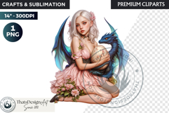 Fantasy Dragon witch clipart, enchantress, dragon egg queen Product Image 1
