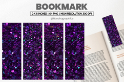 Purple Holo Glitter Bookmark PNG, Bookmark Sublimation Product Image 1