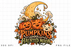 Pumpkins Under a Haunted Moon Halloween Sublimation Design, Product Image 2