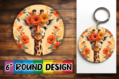 Heartfelt Keychain Circle PNG, Giraffe Product Image 1