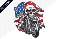 Man Skull Ride American Bike Sublimation -4th of July Design Product Image 1